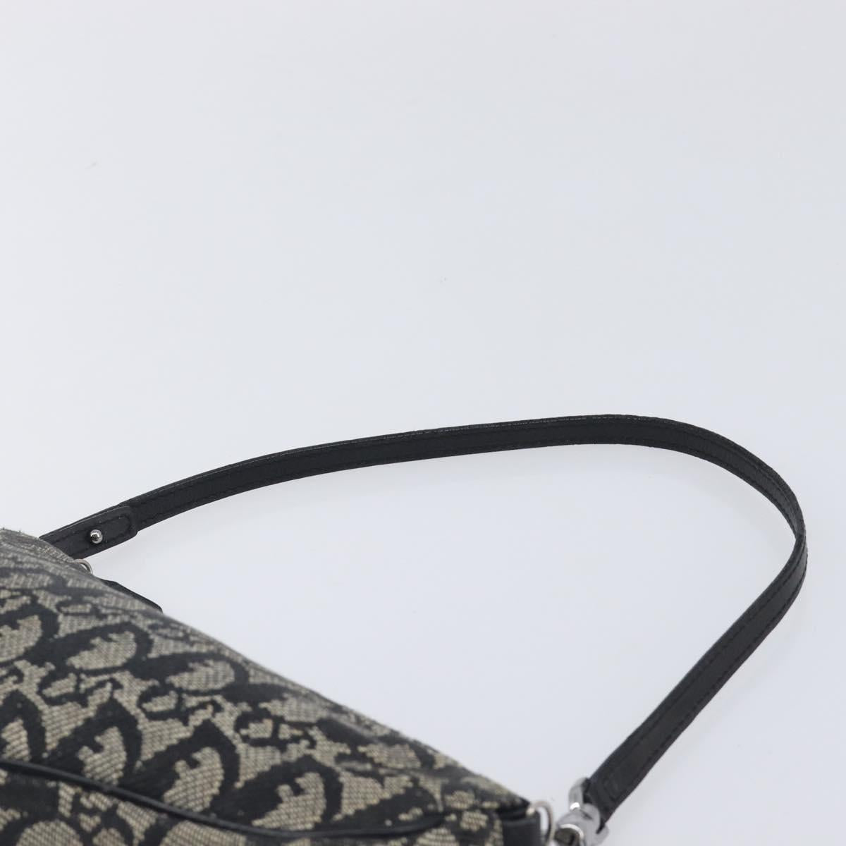 Christian Dior Trotter Canvas saddle Accessory Pouch Navy Silver Auth 213411