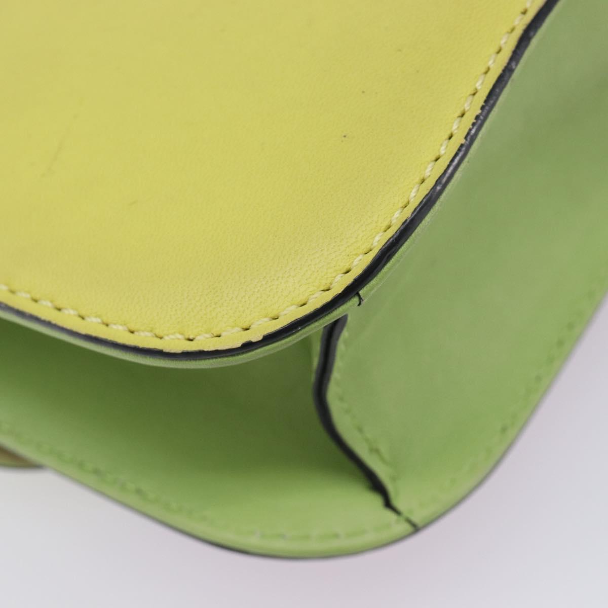Valentino Chain Shoulder Bag Leather Yellow Gold Auth 213418A