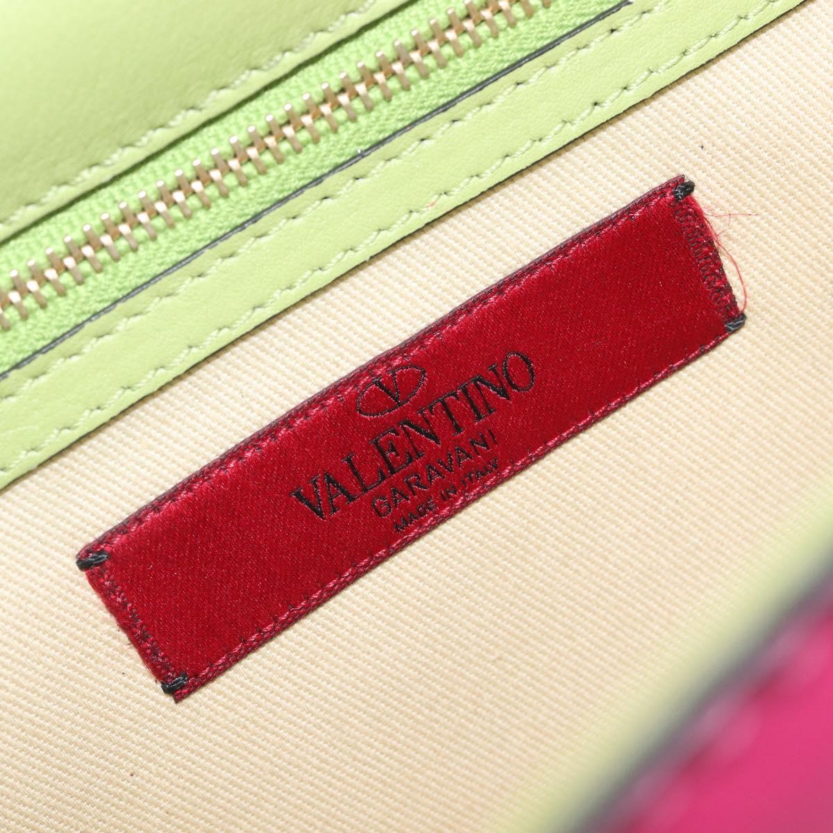Valentino Chain Shoulder Bag Leather Yellow Gold Auth 213418A