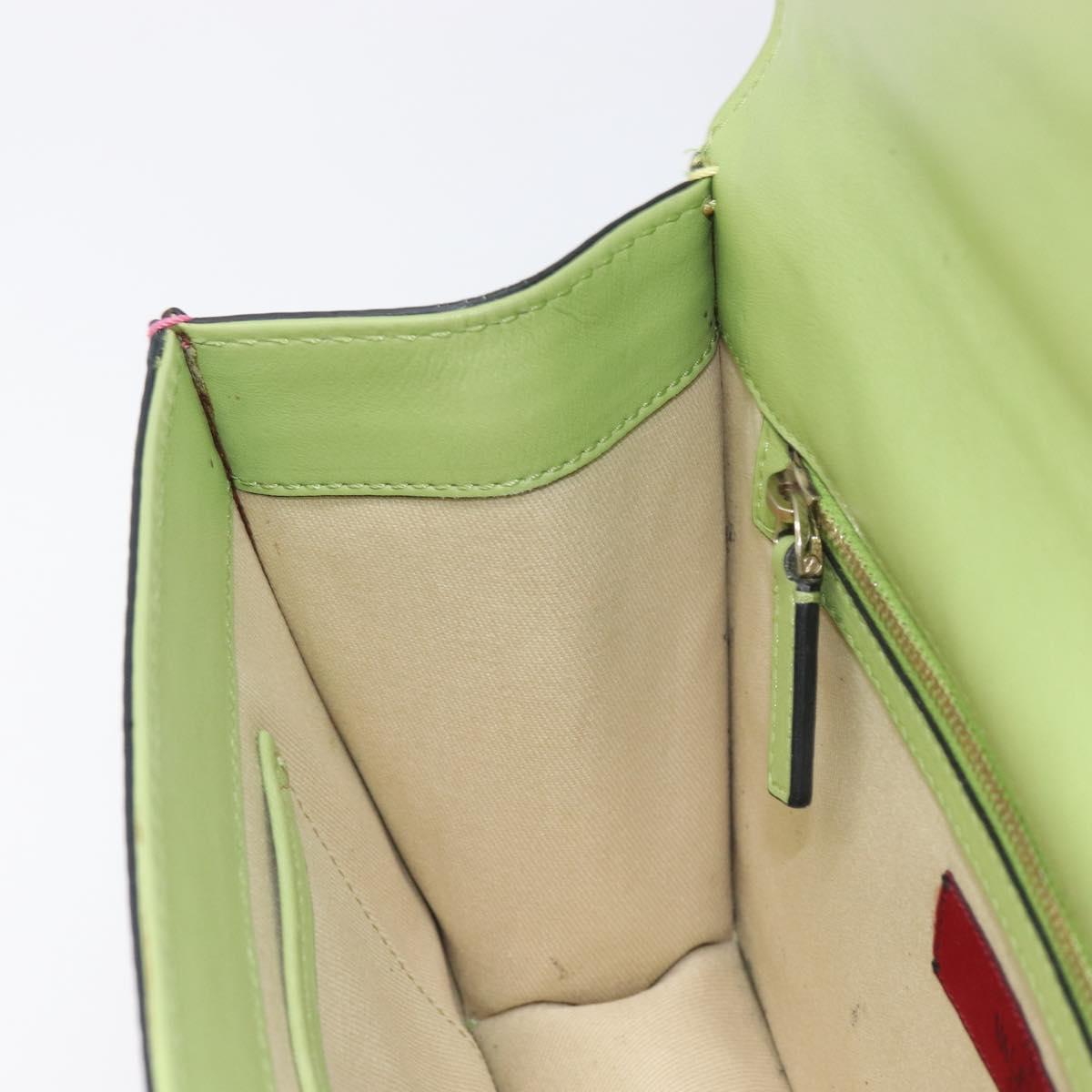 Valentino Chain Shoulder Bag Leather Yellow Gold Auth 213418A