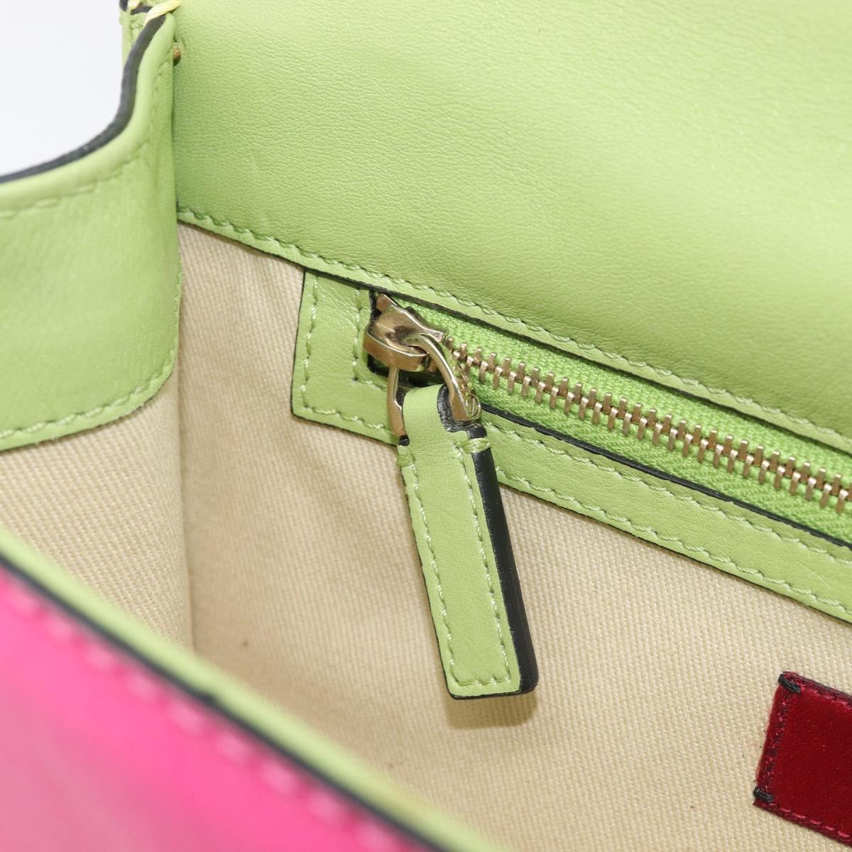 Valentino Chain Shoulder Bag Leather Yellow Gold Auth 213418A