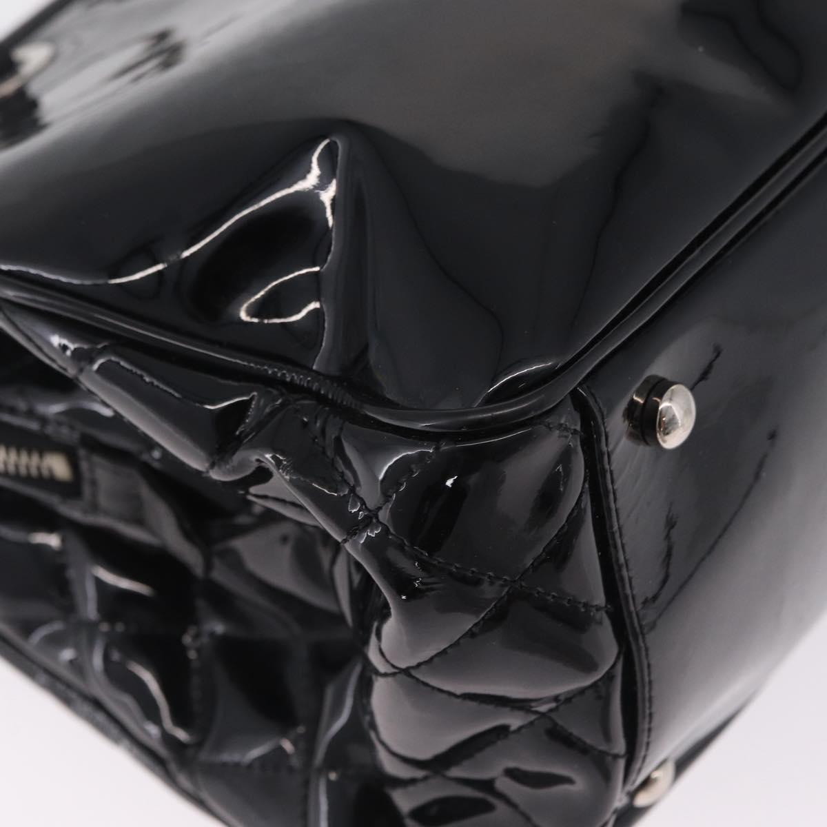 CHANEL Chain Shoulder Bag Patent leather Black Silver CC Auth 213419A