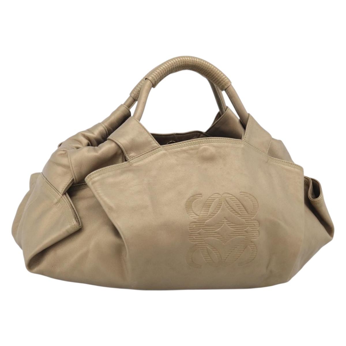 LOEWE Nappa Aire Hand Bag Leather Gold Auth 213425A