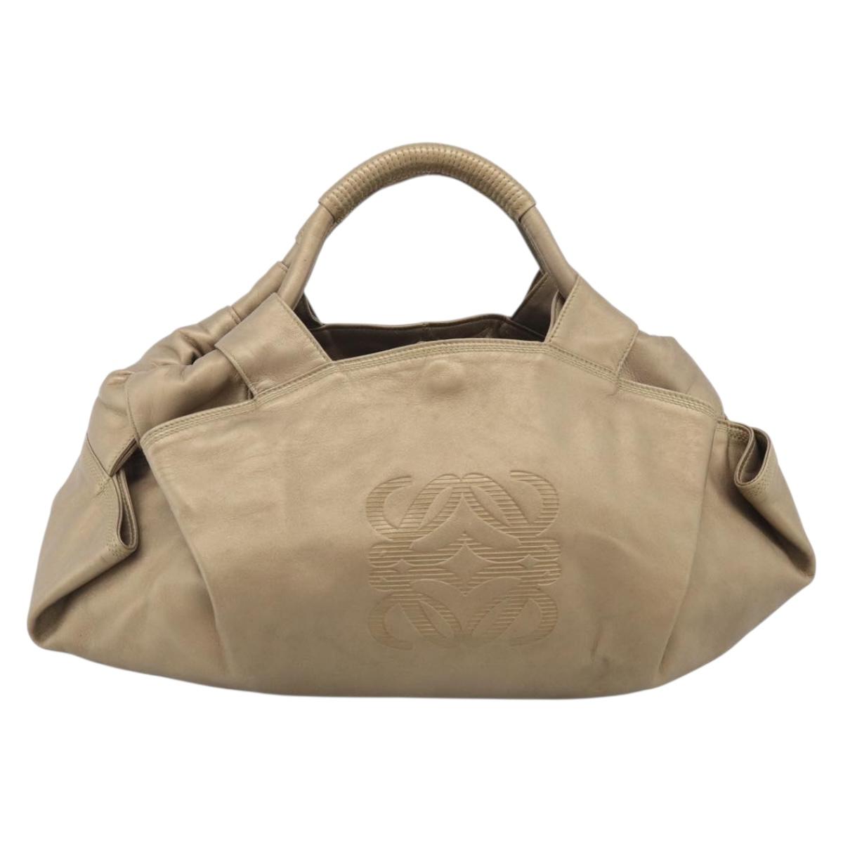 LOEWE Nappa Aire Hand Bag Leather Gold Auth 213425A