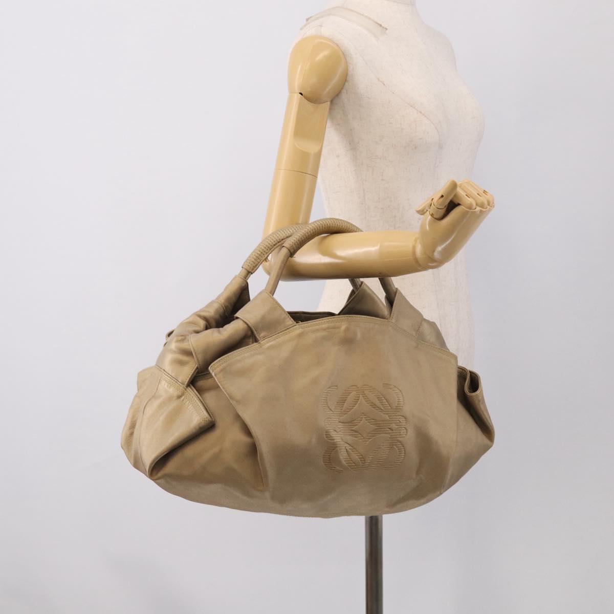 LOEWE Nappa Aire Hand Bag Leather Gold Auth 213425A