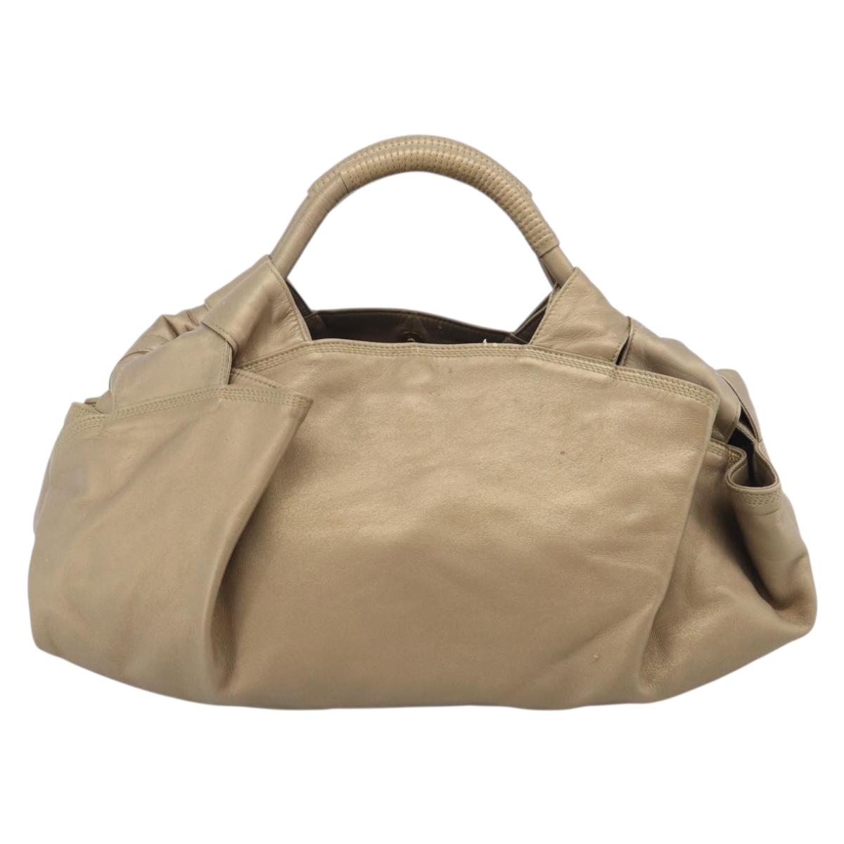 LOEWE Nappa Aire Hand Bag Leather Gold Auth 213425A