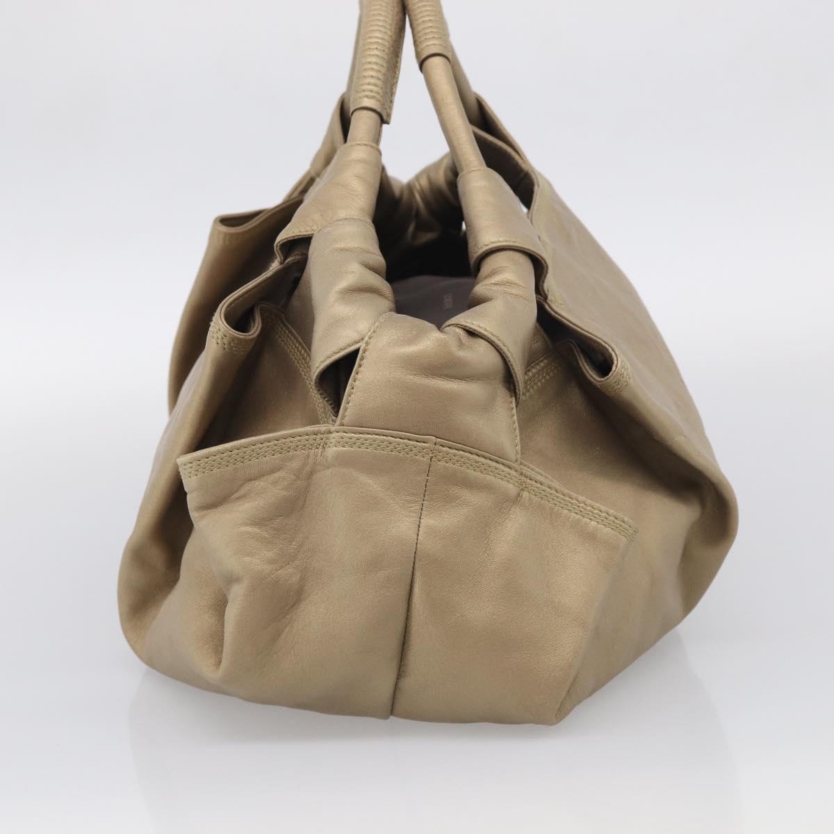 LOEWE Nappa Aire Hand Bag Leather Gold Auth 213425A