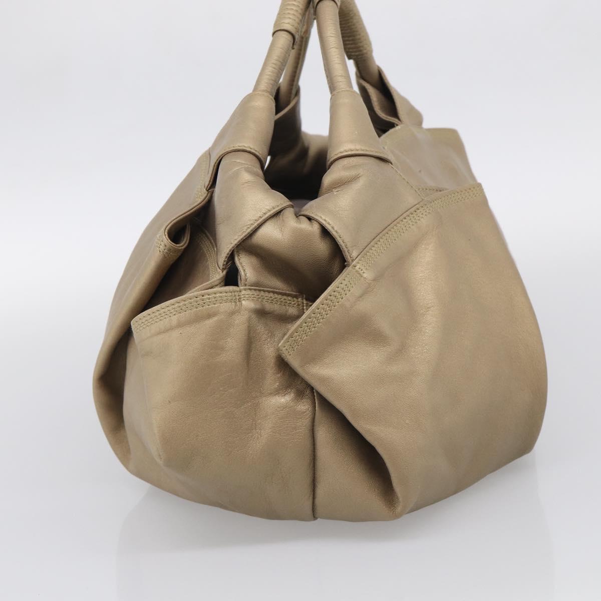 LOEWE Nappa Aire Hand Bag Leather Gold Auth 213425A