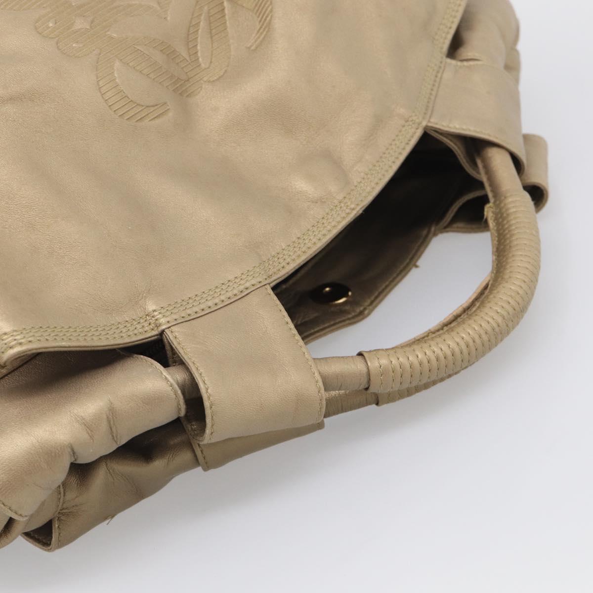 LOEWE Nappa Aire Hand Bag Leather Gold Auth 213425A