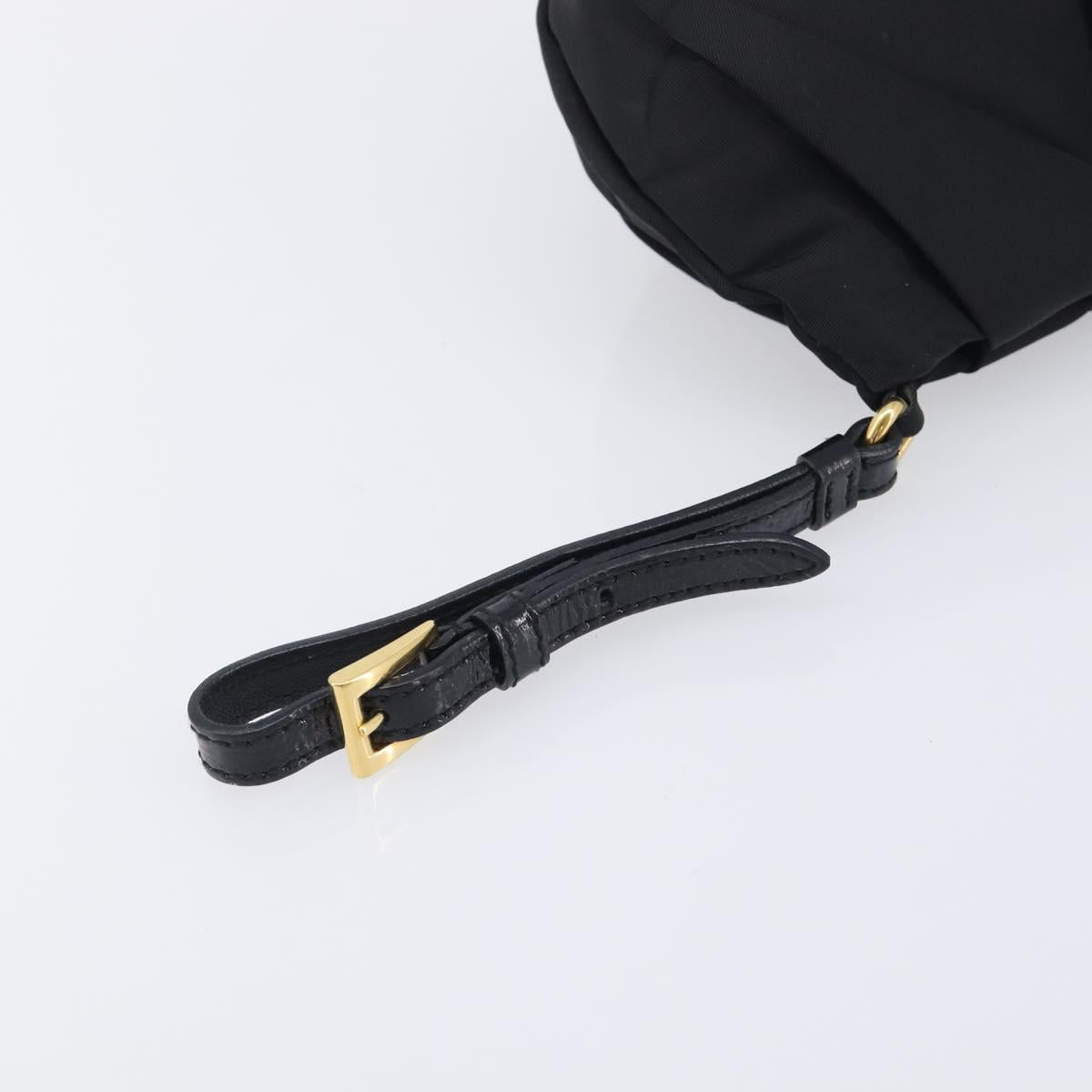 PRADA Pouch Nylon Black Gold Auth 213426A