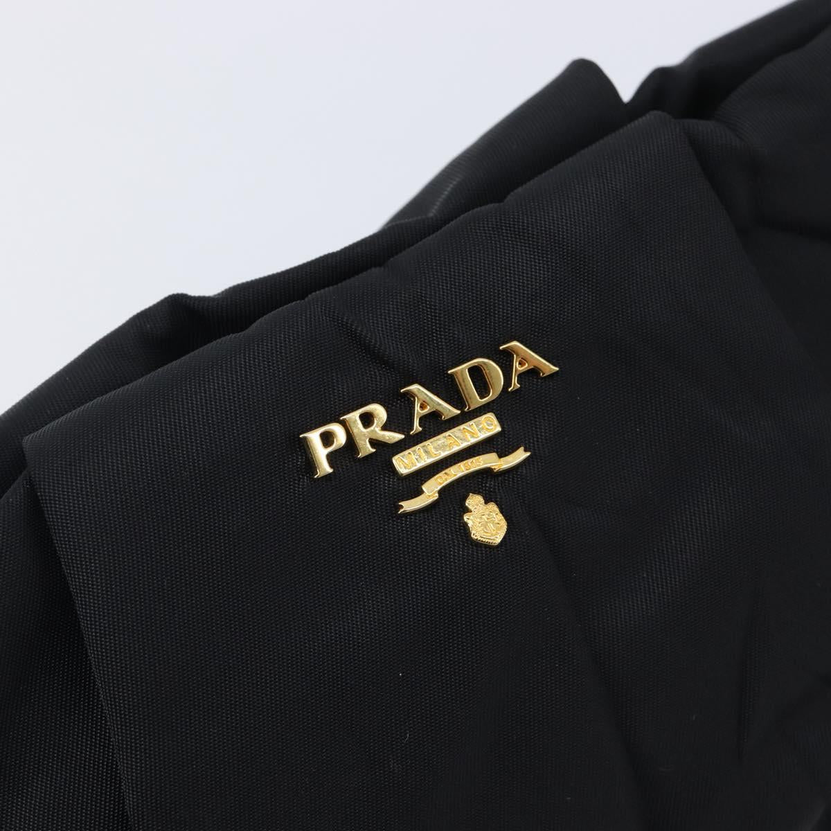 PRADA Pouch Nylon Black Gold Auth 213426A