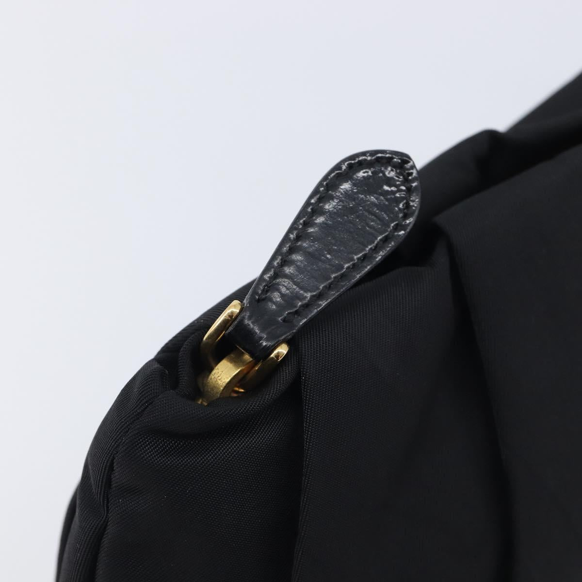 PRADA Pouch Nylon Black Gold Auth 213426A