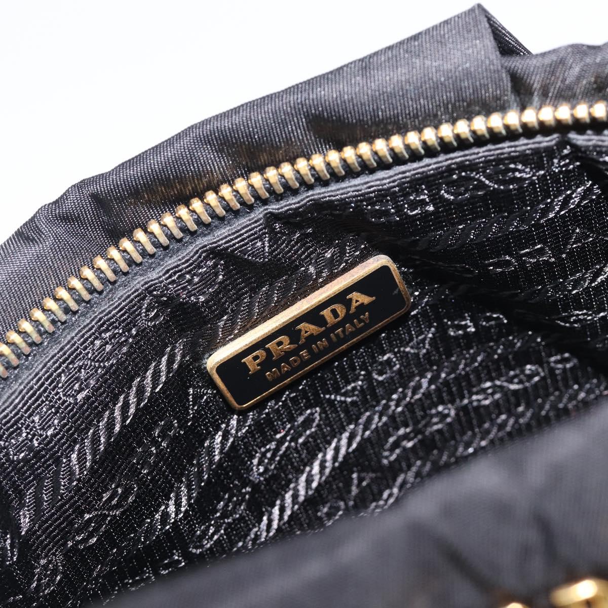 PRADA Pouch Nylon Black Gold Auth 213426A