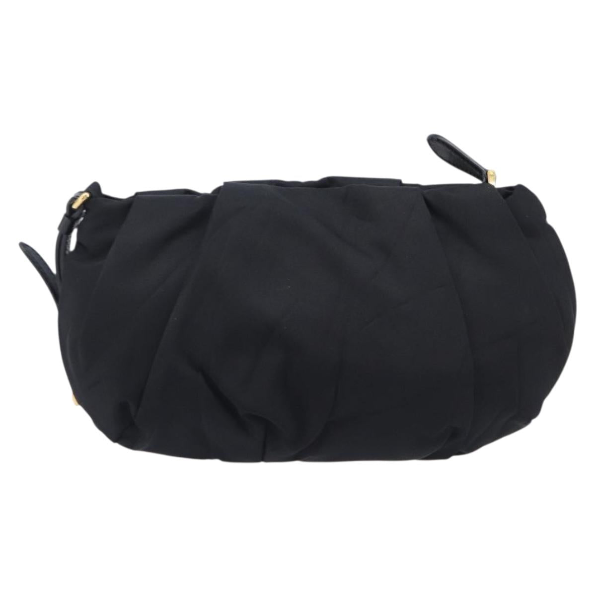 PRADA Pouch Nylon Black Gold Auth 213426A