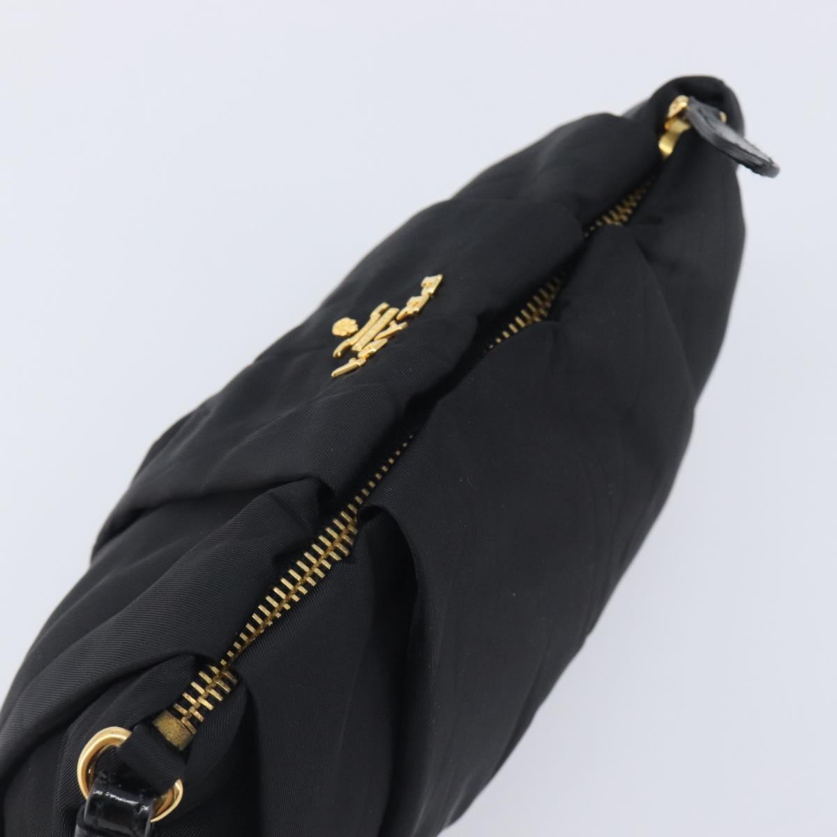 PRADA Pouch Nylon Black Gold Auth 213426A