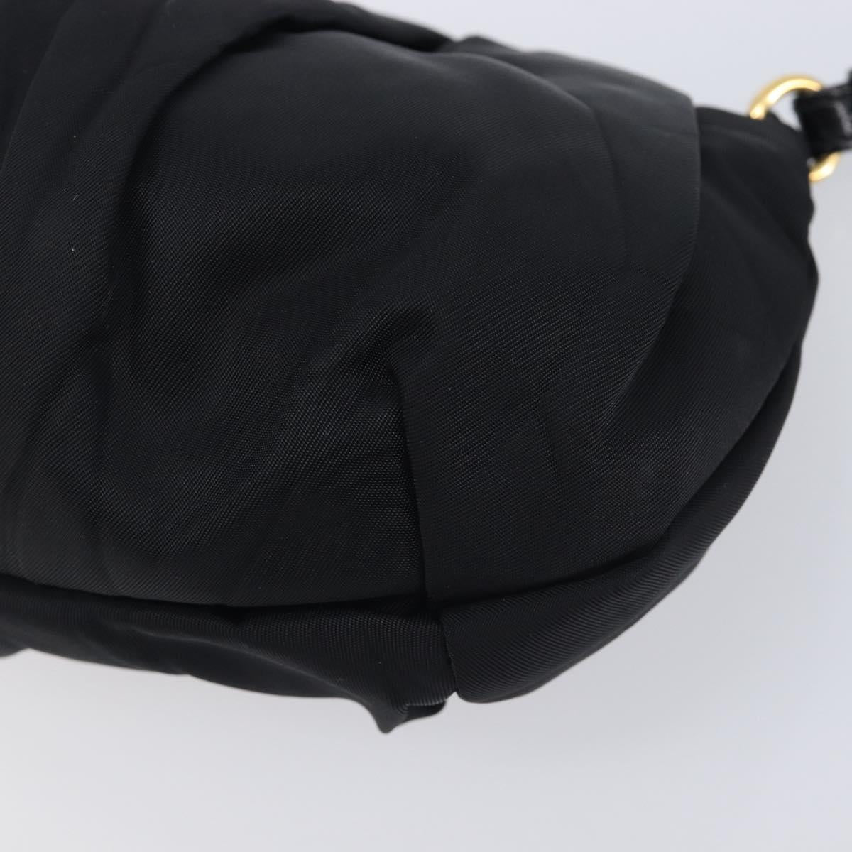 PRADA Pouch Nylon Black Gold Auth 213426A