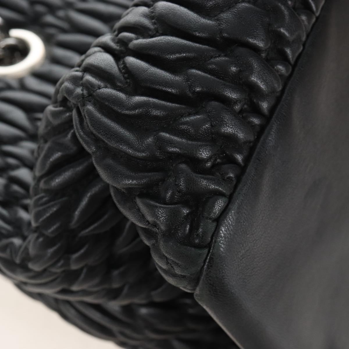 Miu Miu Matelasse Chain Shoulder Bag Leather 2way Black Silver Auth 213427M