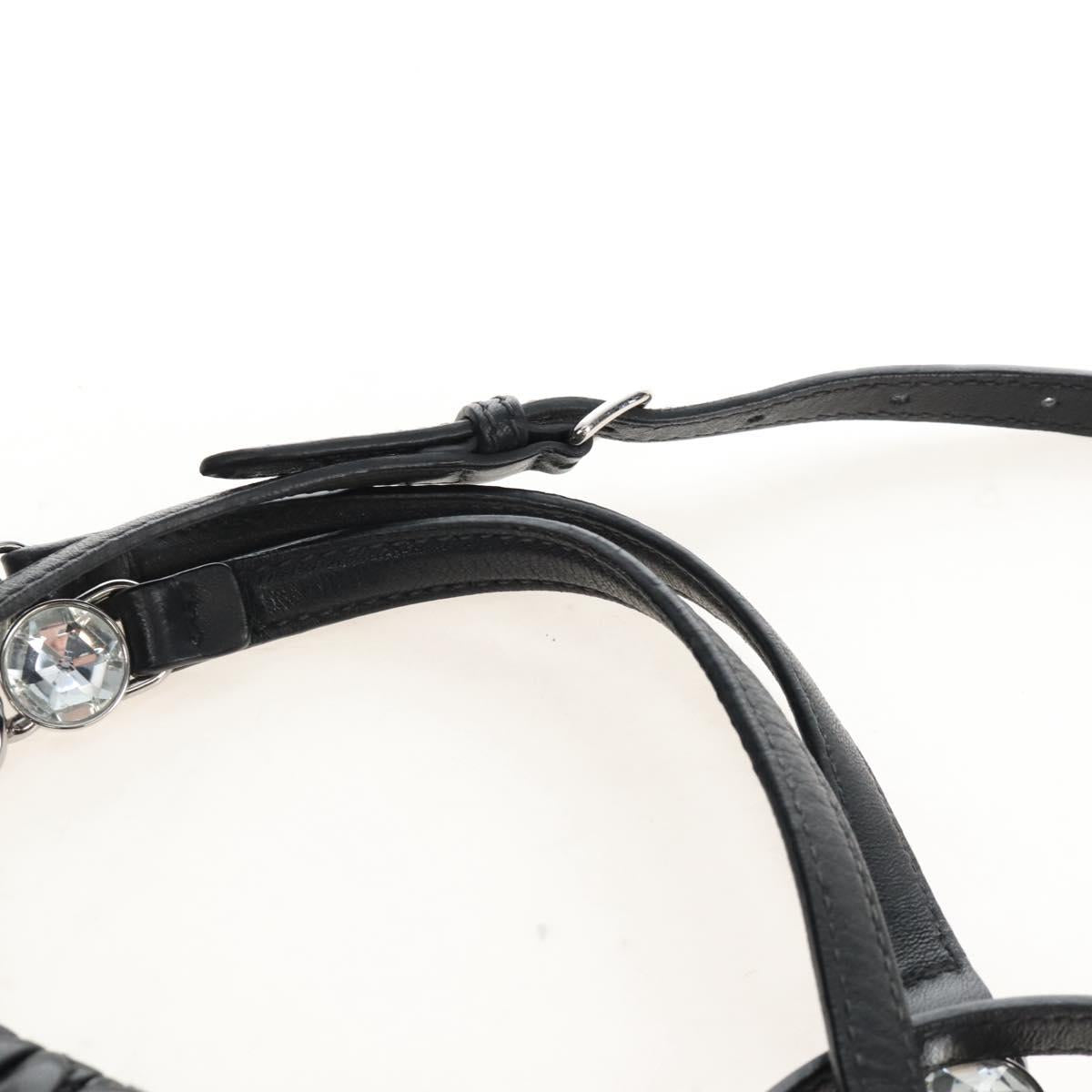 Miu Miu Matelasse Chain Shoulder Bag Leather 2way Black Silver Auth 213427M