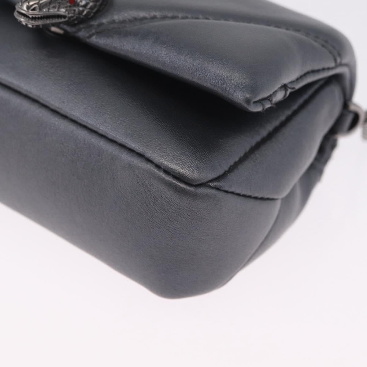 BVLGARI Serpenti Chain Shoulder Bag Leather Gray Silver Auth 213428V