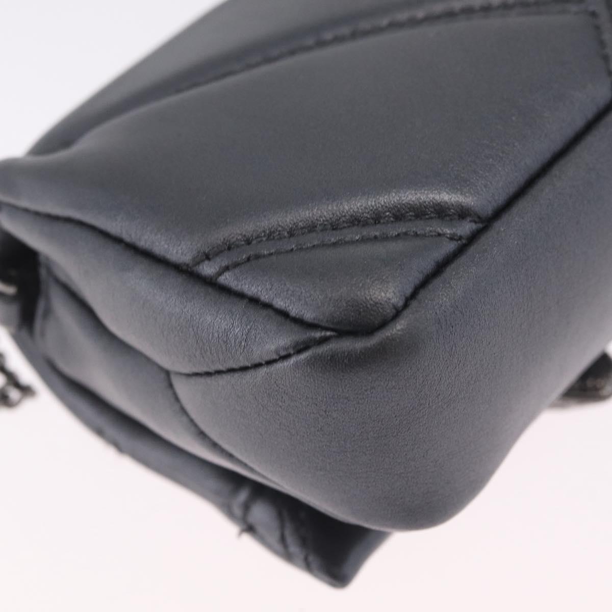 BVLGARI Serpenti Chain Shoulder Bag Leather Gray Silver Auth 213428V
