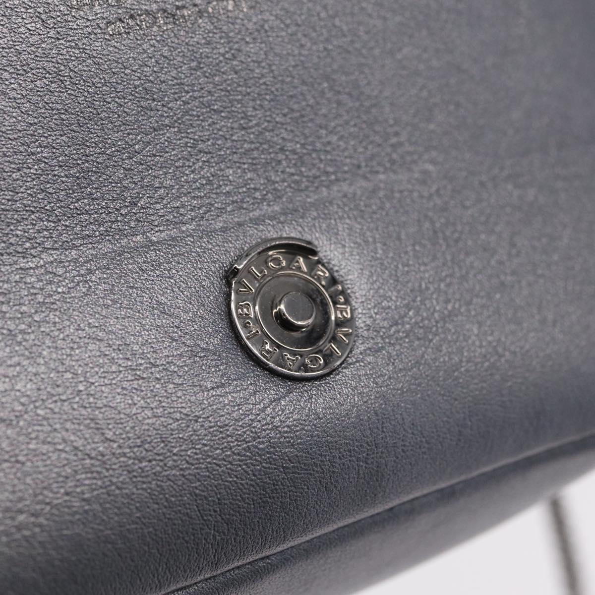 BVLGARI Serpenti Chain Shoulder Bag Leather Gray Silver Auth 213428V