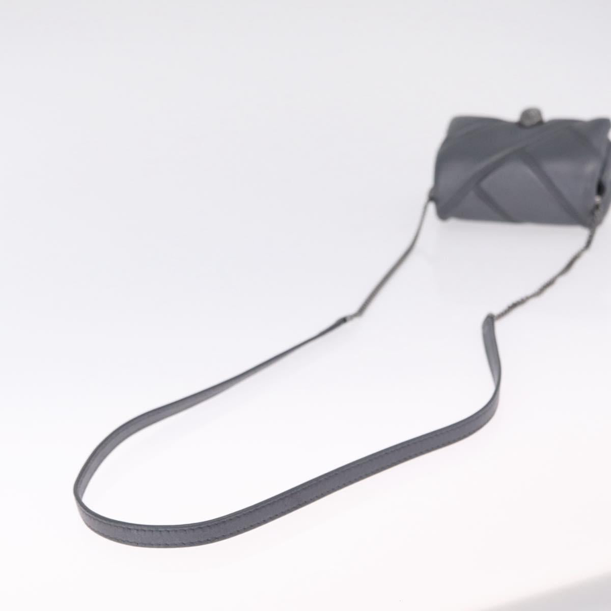 BVLGARI Serpenti Chain Shoulder Bag Leather Gray Silver Auth 213428V