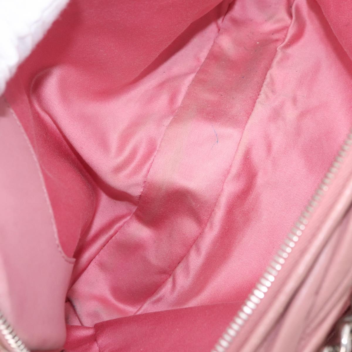 Miu Miu Matelasse Chain Shoulder Bag Leather Pink Silver Auth 213431