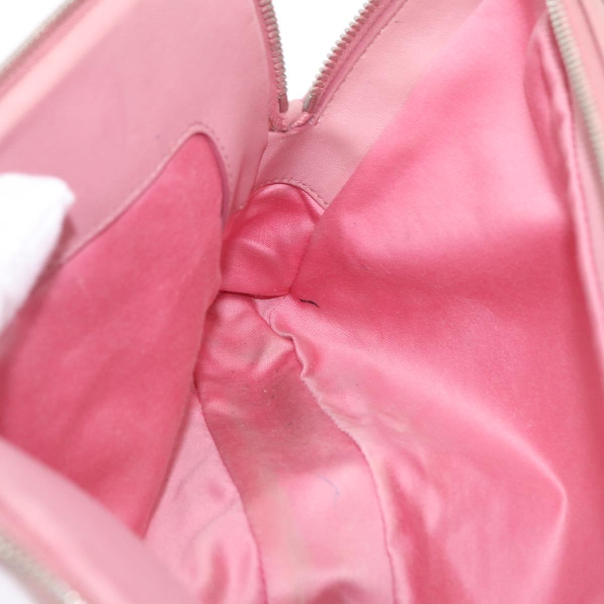 Miu Miu Matelasse Chain Shoulder Bag Leather Pink Silver Auth 213431