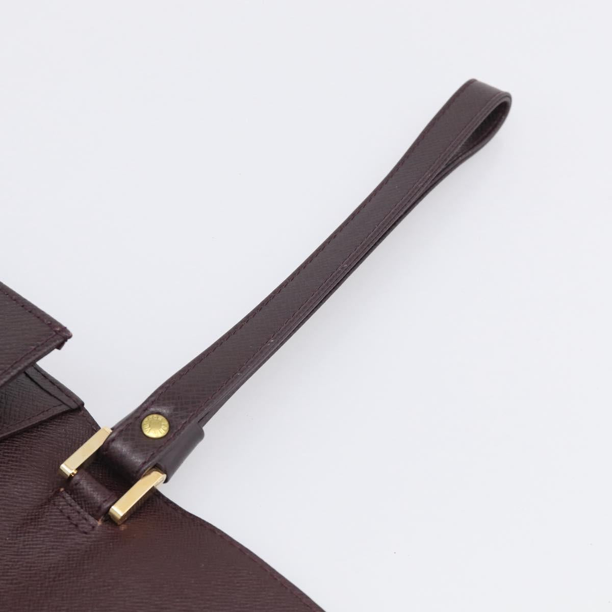 LOUIS VUITTON Taiga Leather Selenga Clutch Bag Acajou M30786 LV Auth 213434A