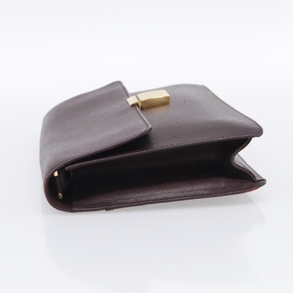 LOUIS VUITTON Taiga Leather Selenga Clutch Bag Acajou M30786 LV Auth 213434A