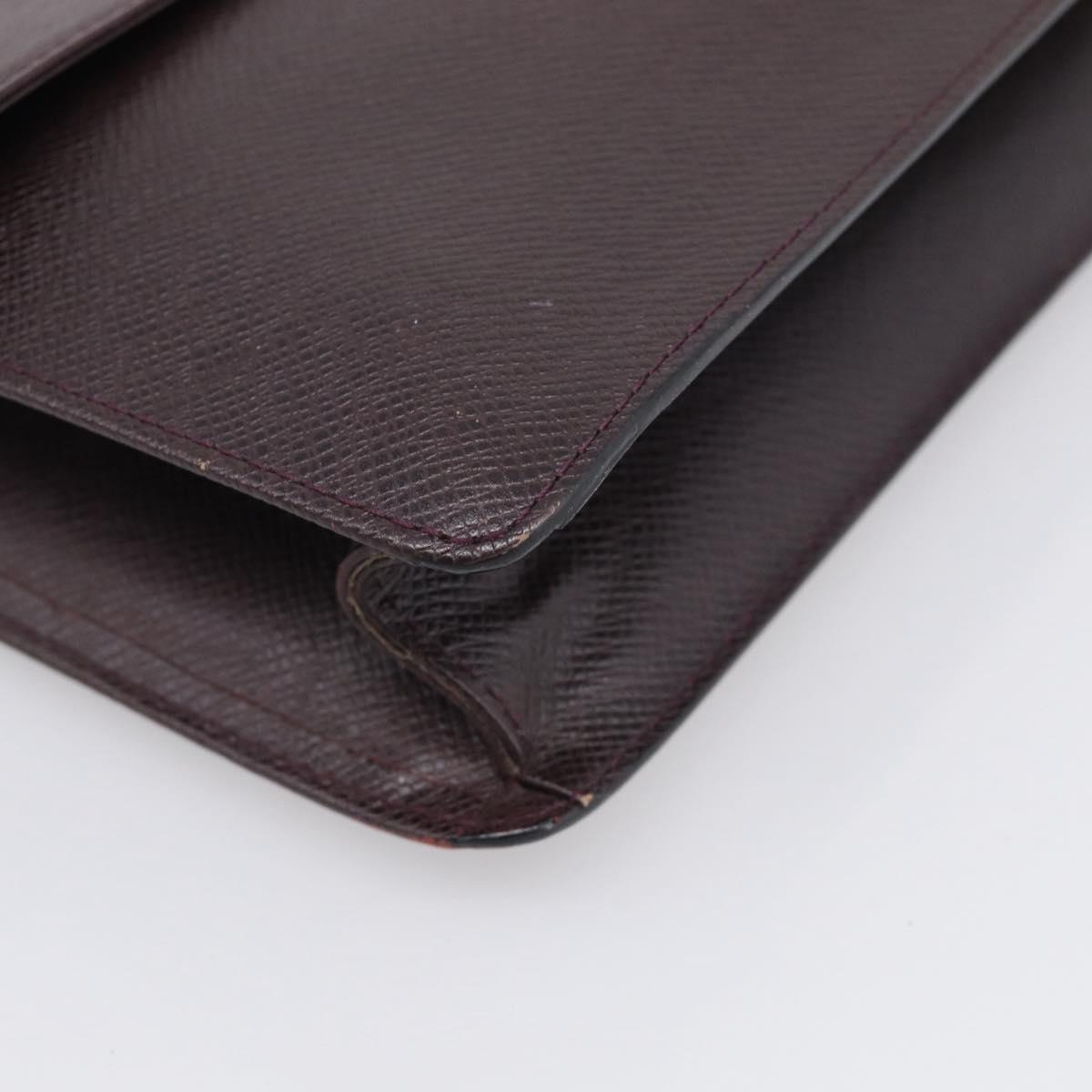 LOUIS VUITTON Taiga Leather Selenga Clutch Bag Acajou M30786 LV Auth 213434A
