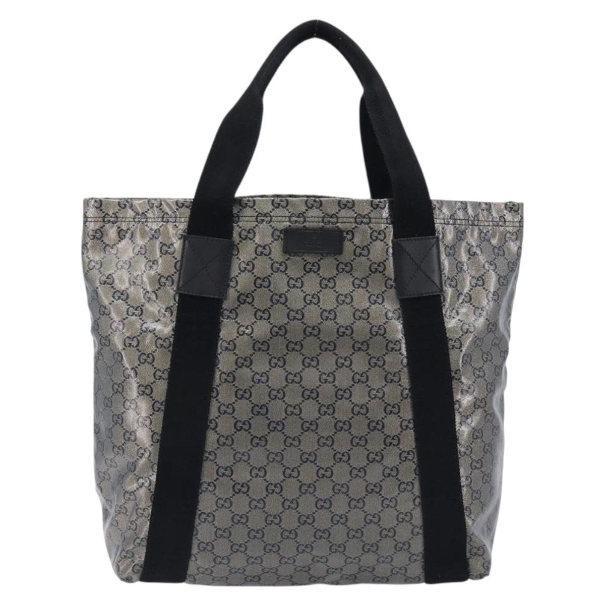 GUCCI GG Crystal Tote Bag Coated Canvas Navy 189669 Auth 213436A