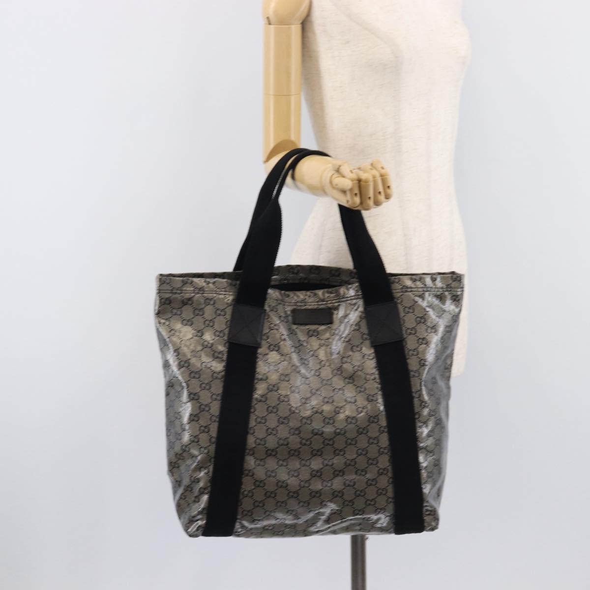 GUCCI GG Crystal Tote Bag Coated Canvas Navy 189669 Auth 213436A