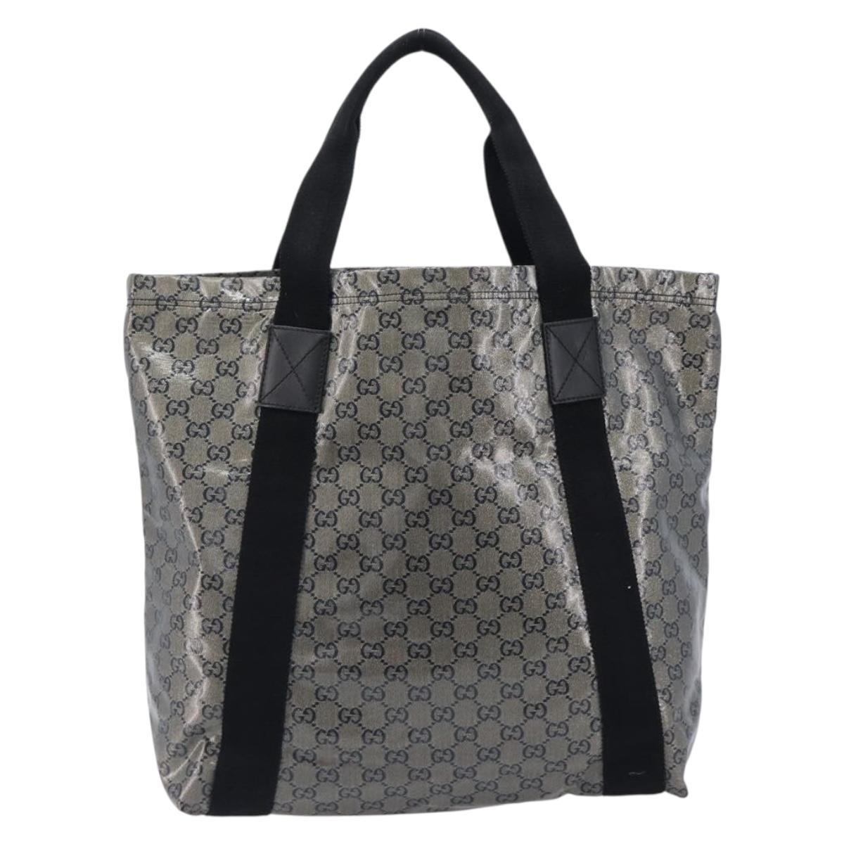 GUCCI GG Crystal Tote Bag Coated Canvas Navy 189669 Auth 213436A
