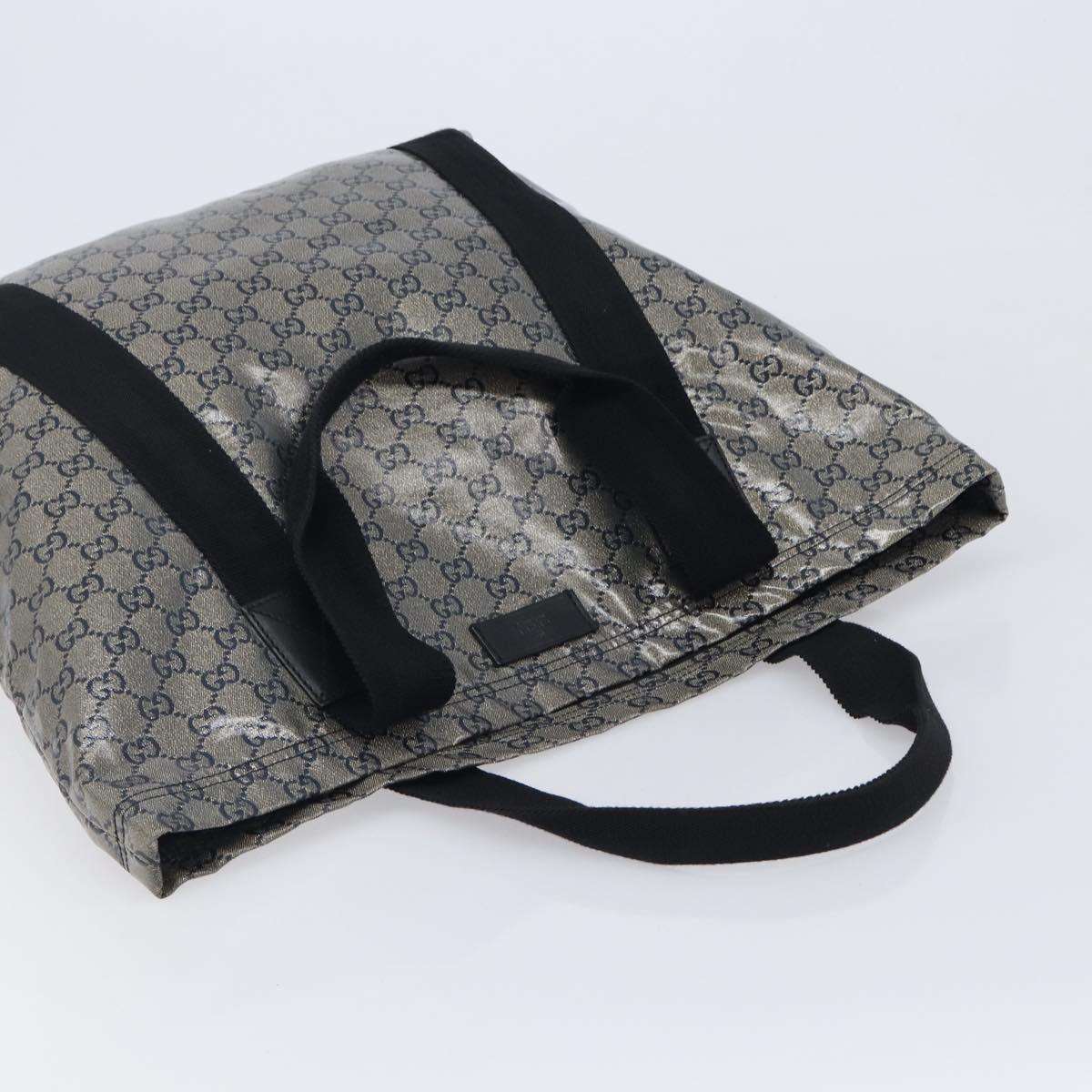 GUCCI GG Crystal Tote Bag Coated Canvas Navy 189669 Auth 213436A