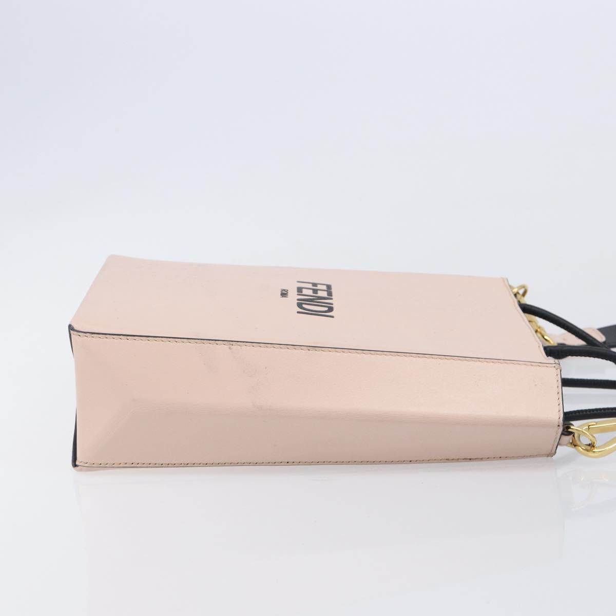 FENDI Hand Bag Leather 2way Pink Gold Auth 213439