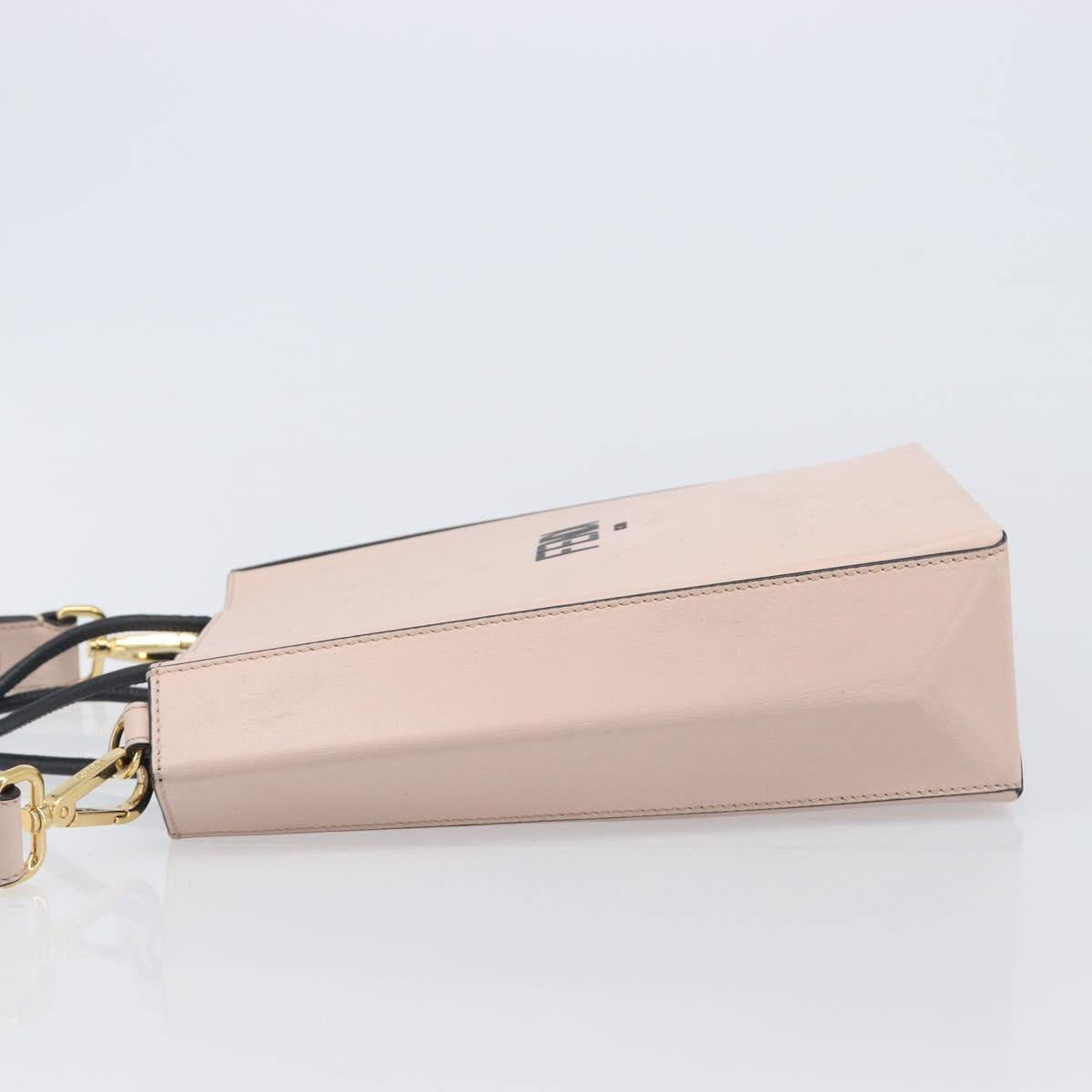 FENDI Hand Bag Leather 2way Pink Gold Auth 213439