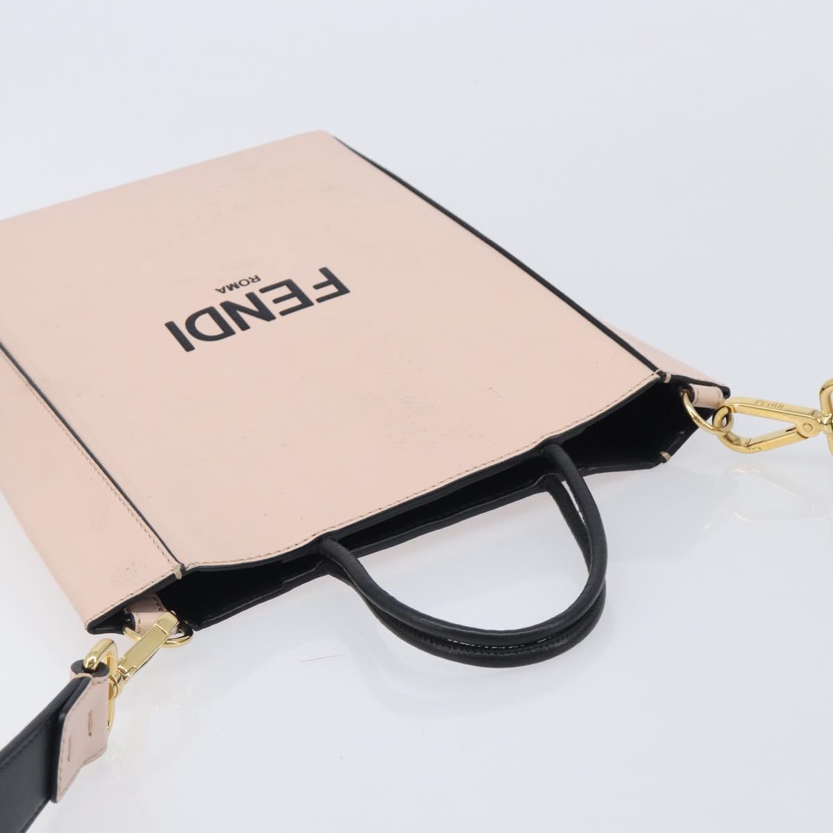 FENDI Hand Bag Leather 2way Pink Gold Auth 213439