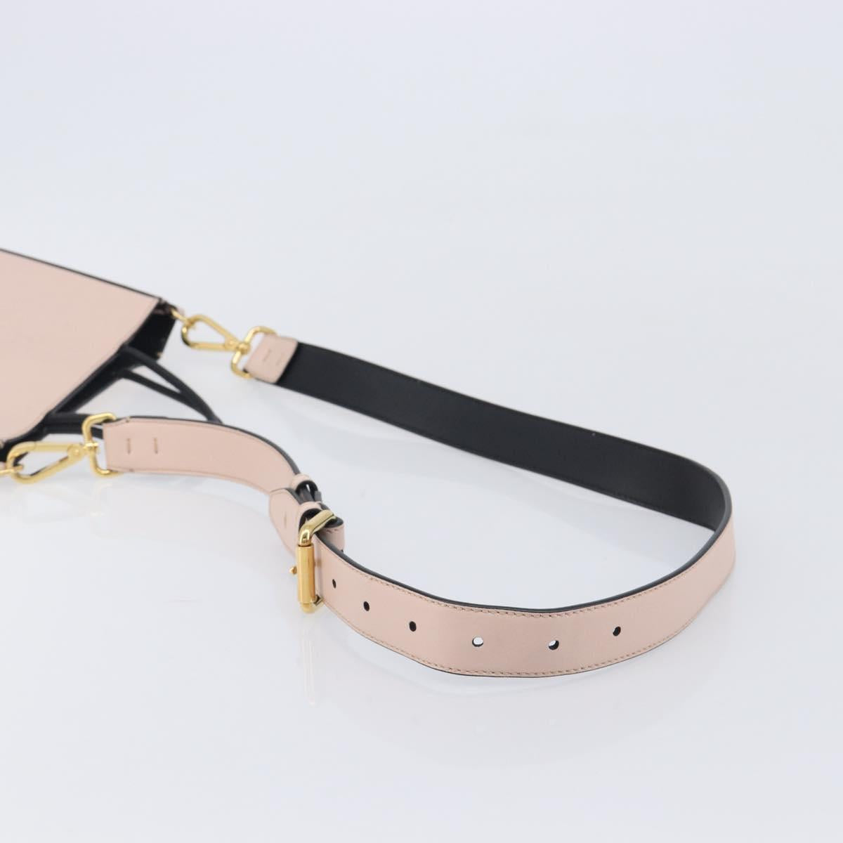 FENDI Hand Bag Leather 2way Pink Gold Auth 213439
