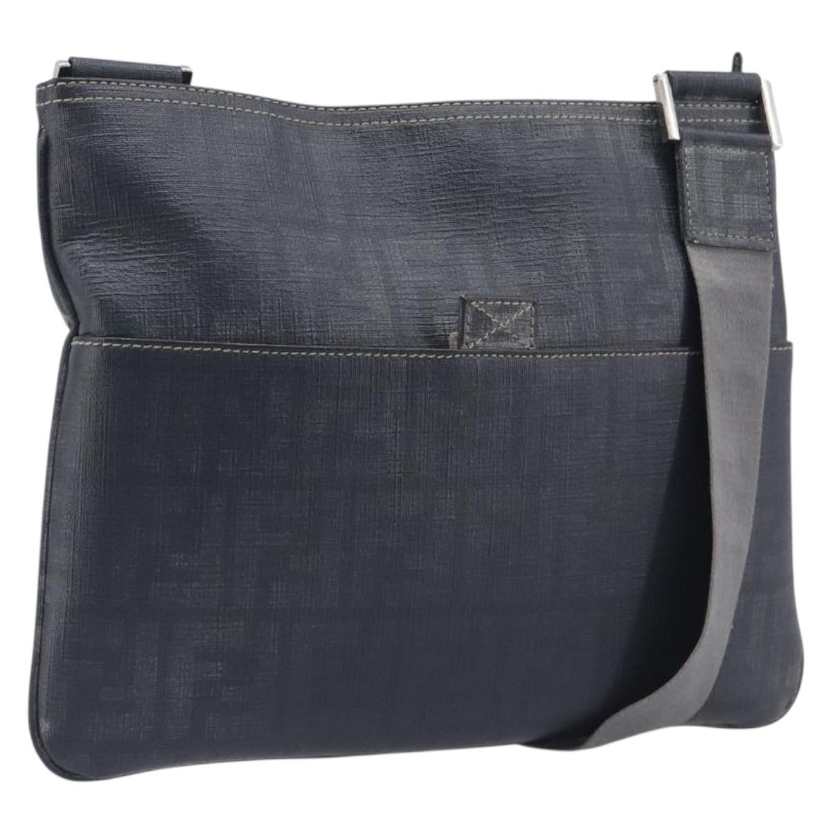 FENDI Zucca Canvas Shoulder Bag PVC Silver Black 7VA247 Auth 213441