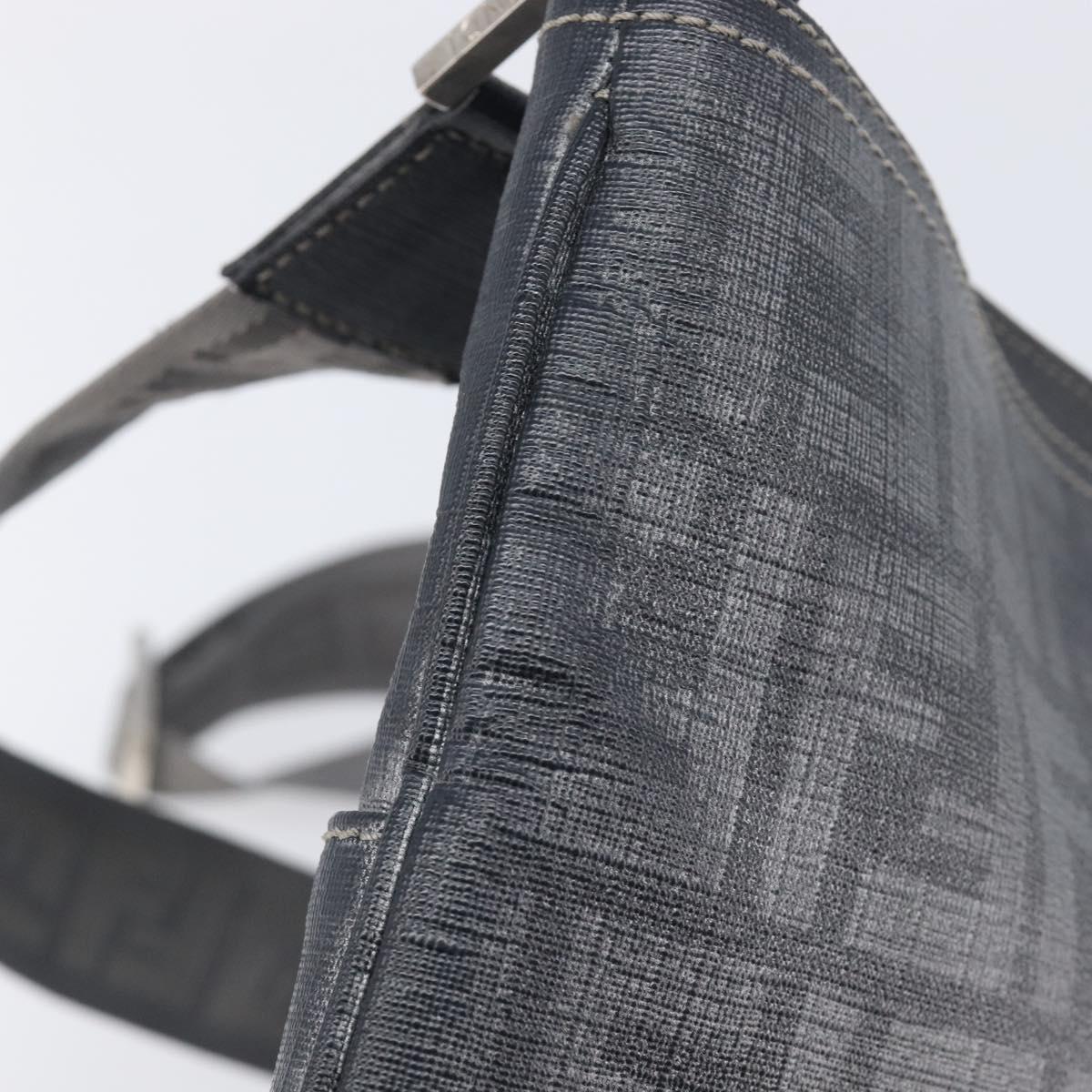 FENDI Zucca Canvas Shoulder Bag PVC Silver Black 7VA247 Auth 213441