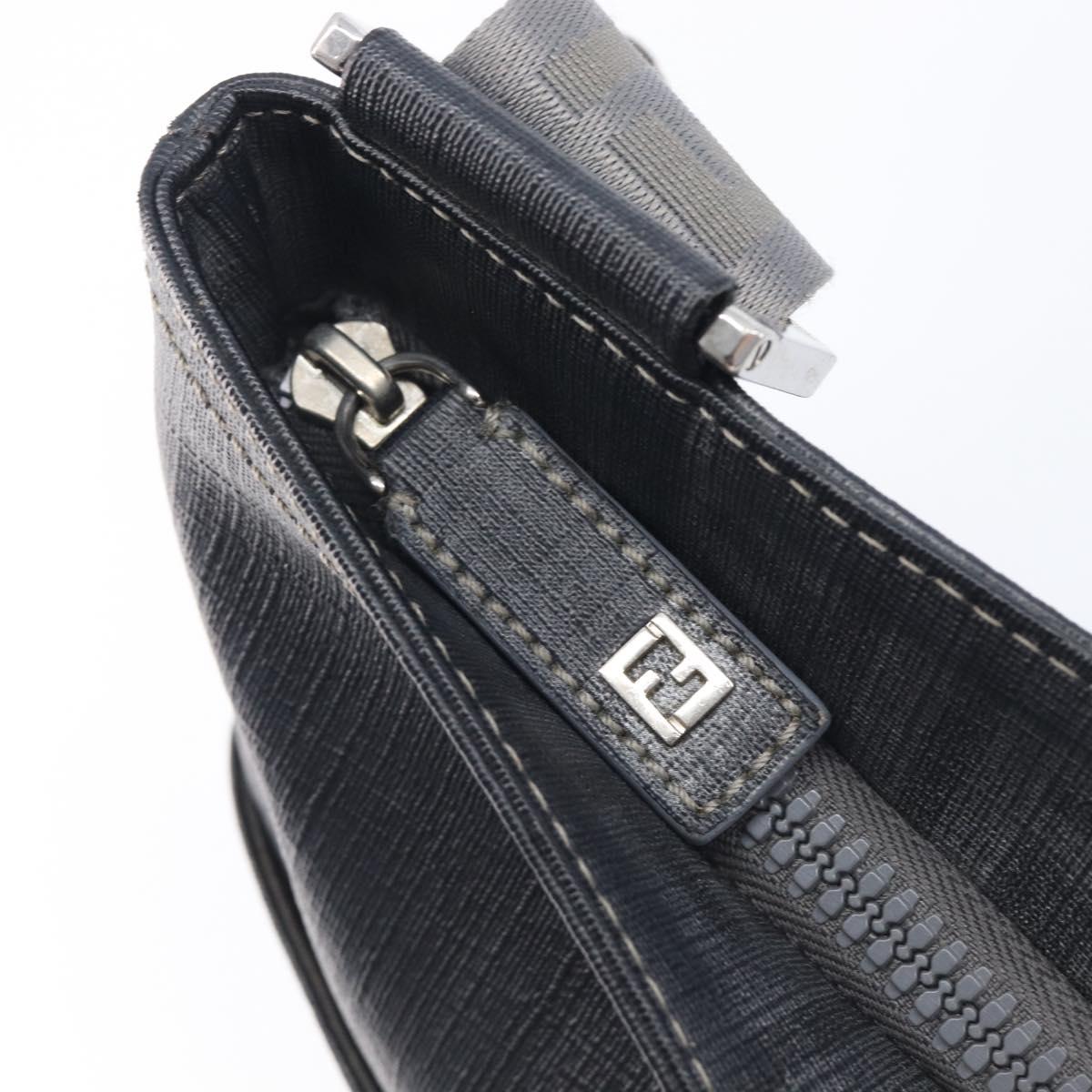 FENDI Zucca Canvas Shoulder Bag PVC Silver Black 7VA247 Auth 213441
