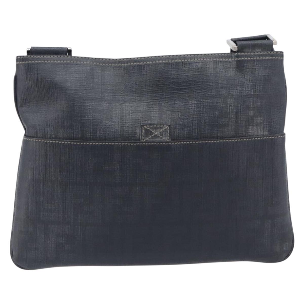 FENDI Zucca Canvas Shoulder Bag PVC Silver Black 7VA247 Auth 213441