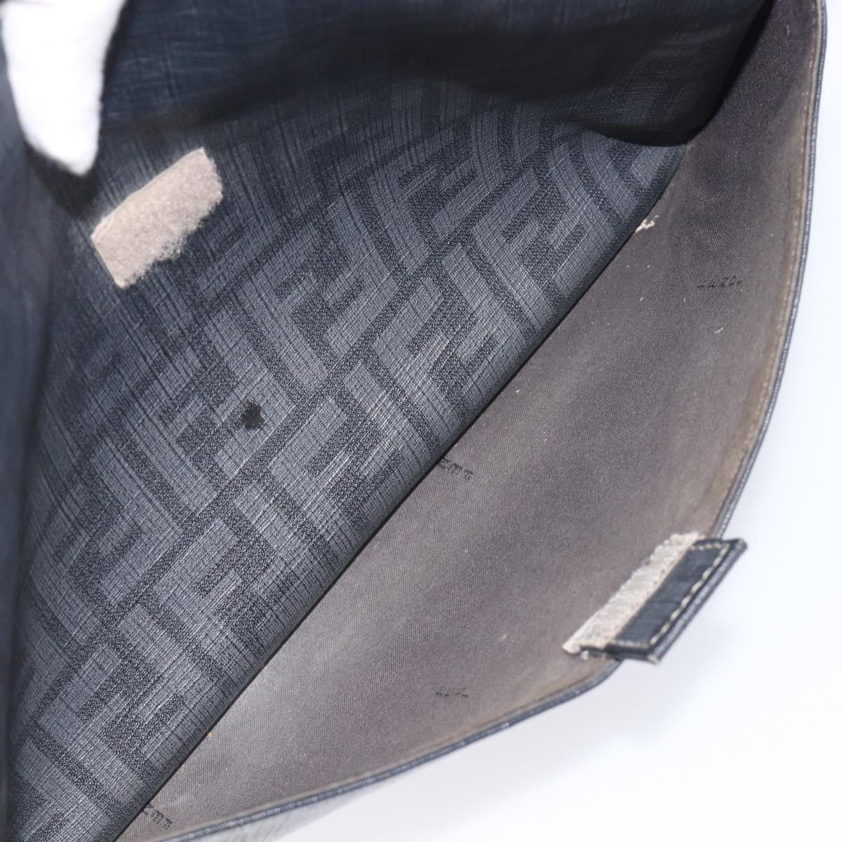 FENDI Zucca Canvas Shoulder Bag PVC Silver Black 7VA247 Auth 213441