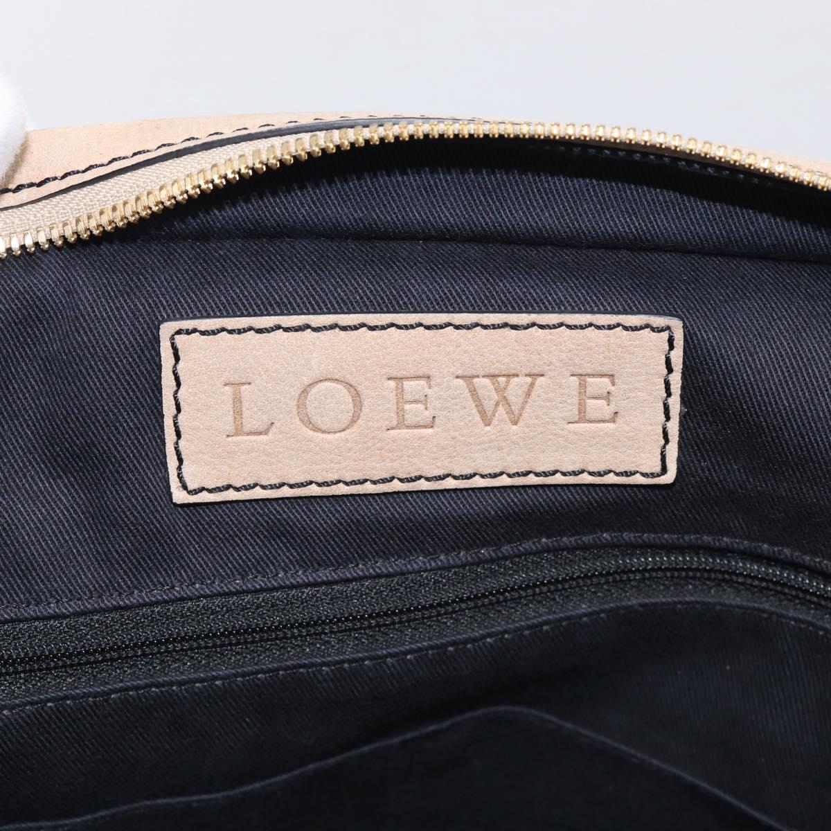 LOEWE Hand Bag Leather Beige Gold Auth 213442