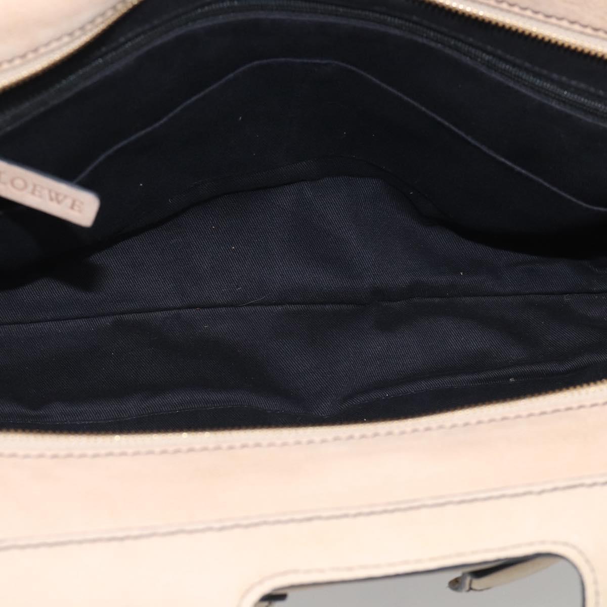 LOEWE Hand Bag Leather Beige Gold Auth 213442