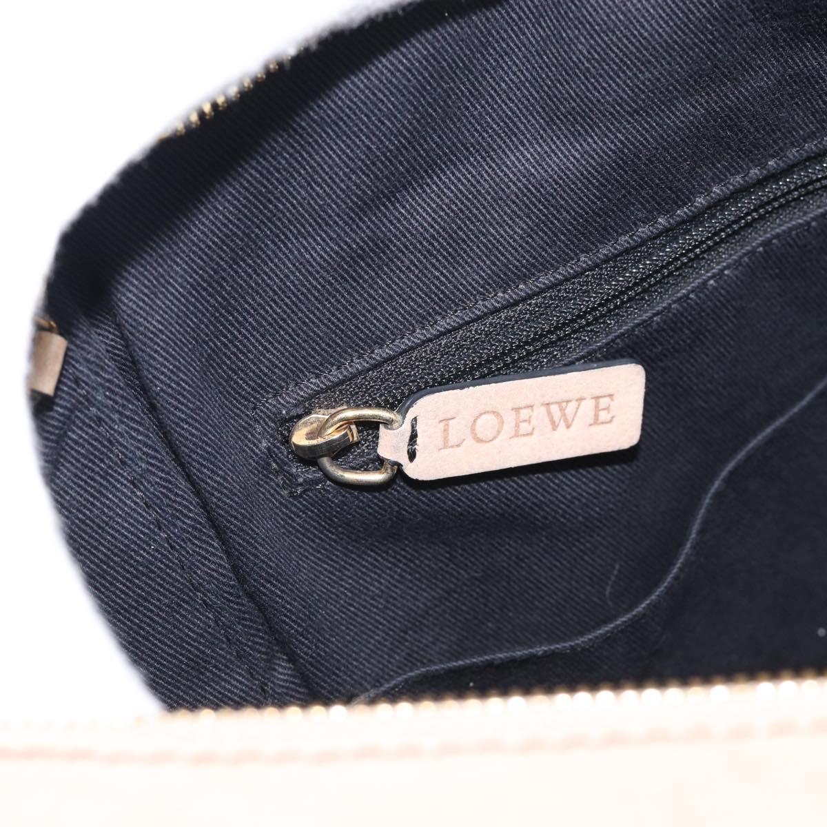 LOEWE Hand Bag Leather Beige Gold Auth 213442
