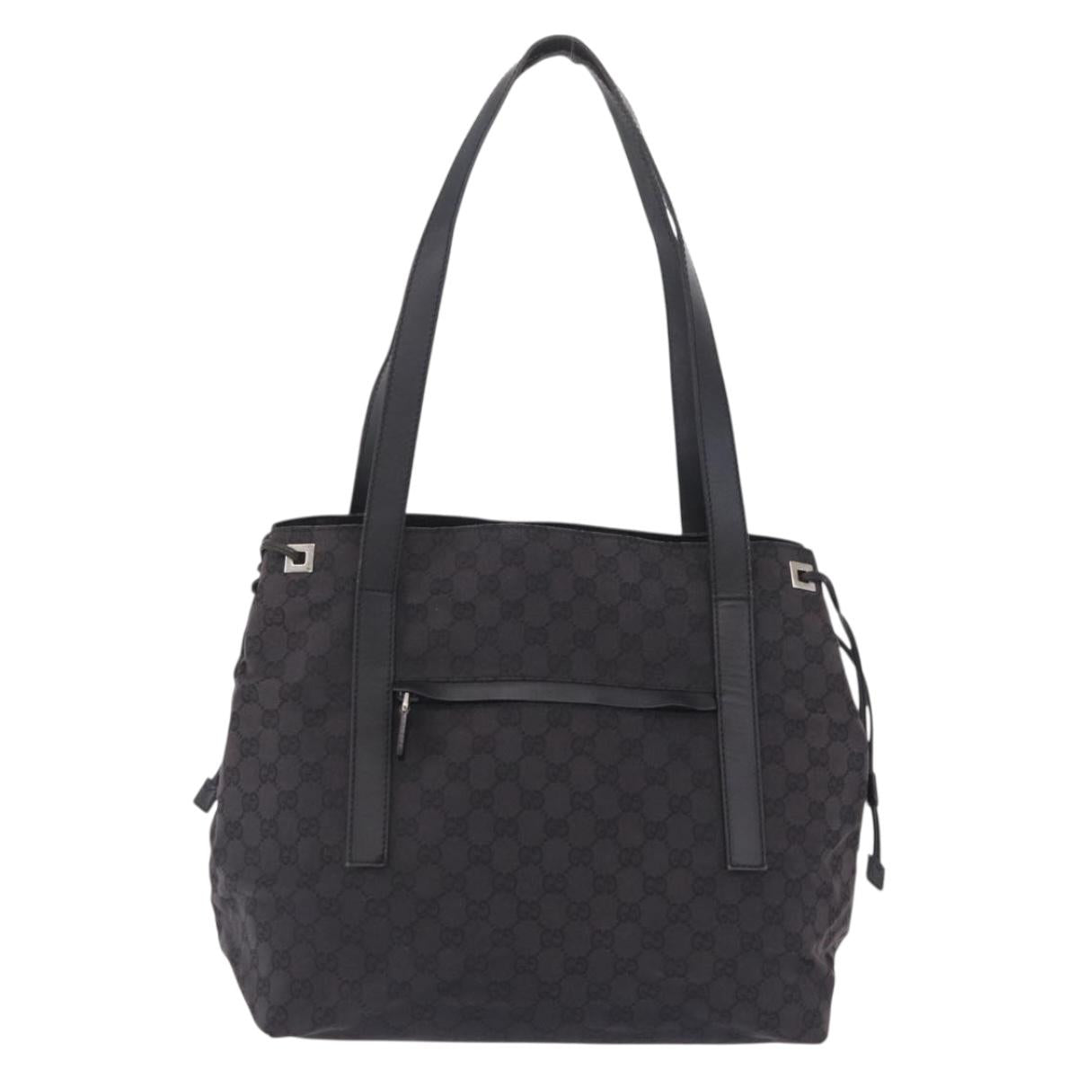 GUCCI GG Canvas Shoulder Bag Black Silver 019 0493 1669 Auth 213443