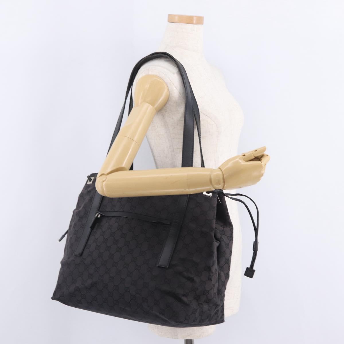 GUCCI GG Canvas Shoulder Bag Black Silver 019 0493 1669 Auth 213443