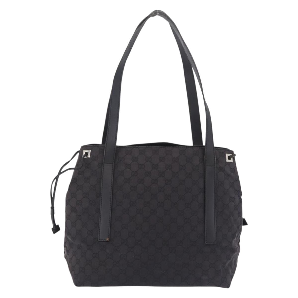 GUCCI GG Canvas Shoulder Bag Black Silver 019 0493 1669 Auth 213443